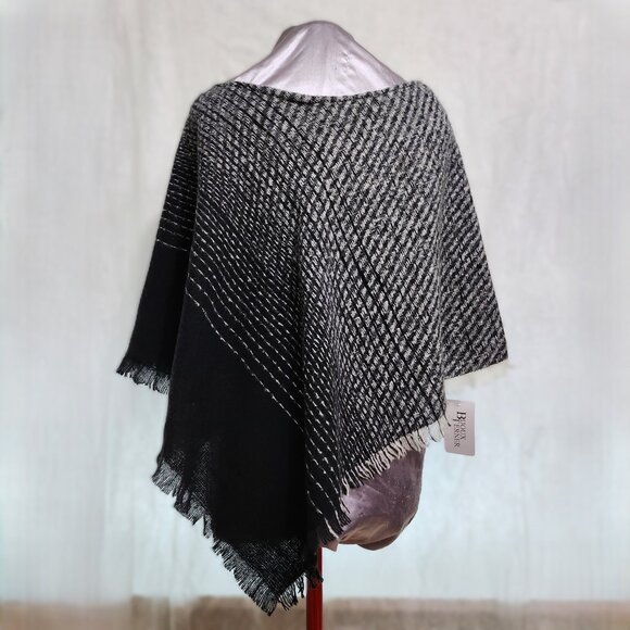 Black & Grey Poncho style Shawl - Picture 3 of 8